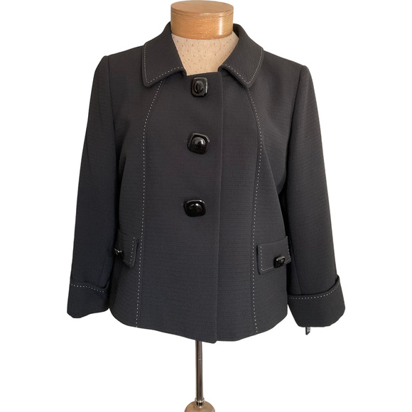NWT Tahari Arthur S. Levine Petite Womens 14P Petite Black Coat Business Blazer - Picture 1 of 10